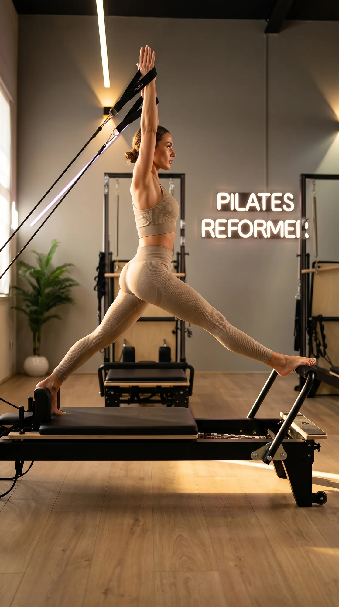 Une coach accompagne une cliente sur le Reformer